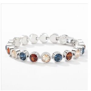 Elegant Silver Multi-Color Crystal Bracelet